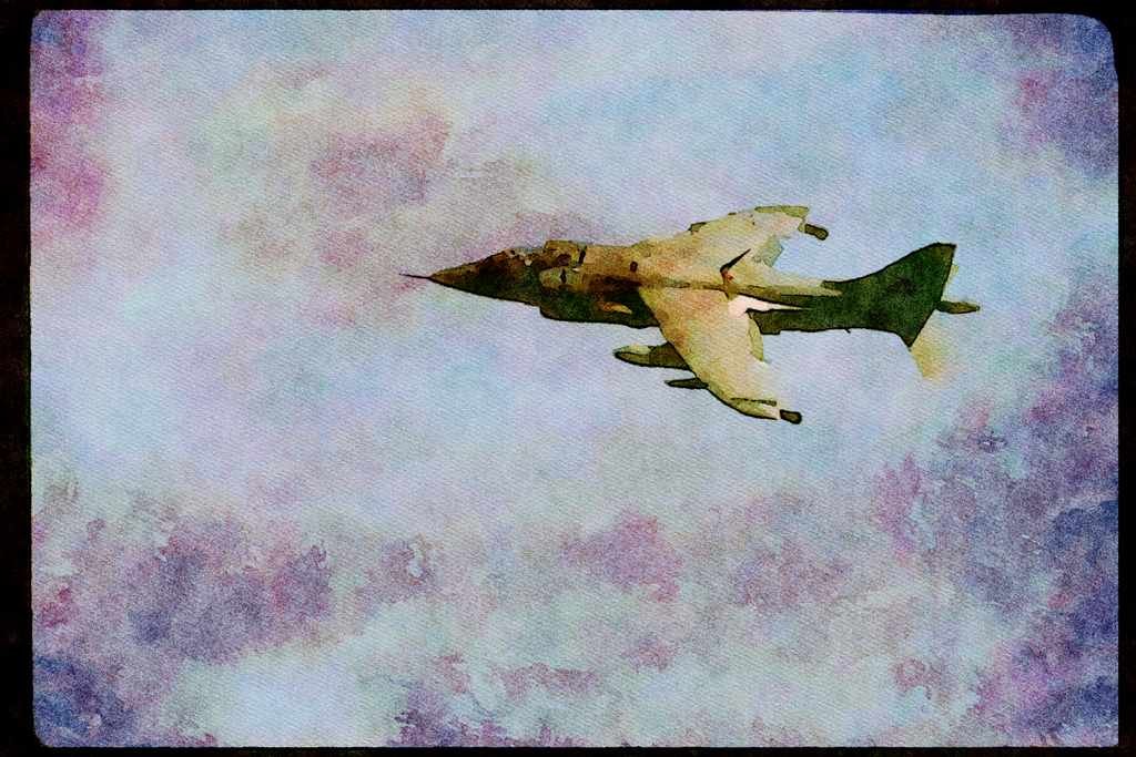 Airshow Aircraft Planes 010035 Harrier In Flight A4 Limited Edition Watercolour Print