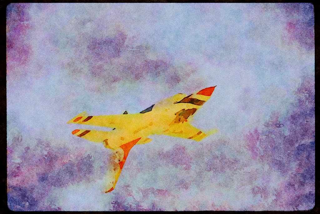 Airshow Aircraft Planes 010049 Single Thunderbird Flying Upside Down A4 Limited Edition Watercolour Print