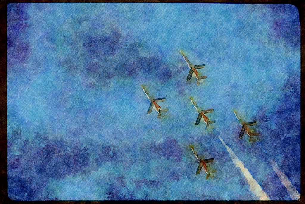 Airshow Aircraft Planes 010057 Five Thunderbird T 38s In Formation A4 Limited Edition Watercolour Print