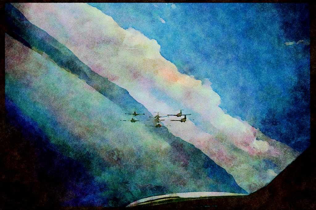 Airshow Aircraft Planes 010061 Snowbirds, View From Air, Rear A4 Limited Edition Watercolour Print