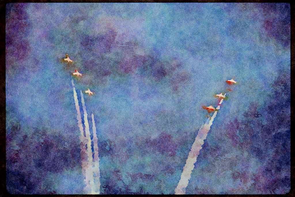 Airshow Aircraft Planes 010064 Snowbirds Beginning Heart Smoke Trail A4 Limited Edition Watercolour Print