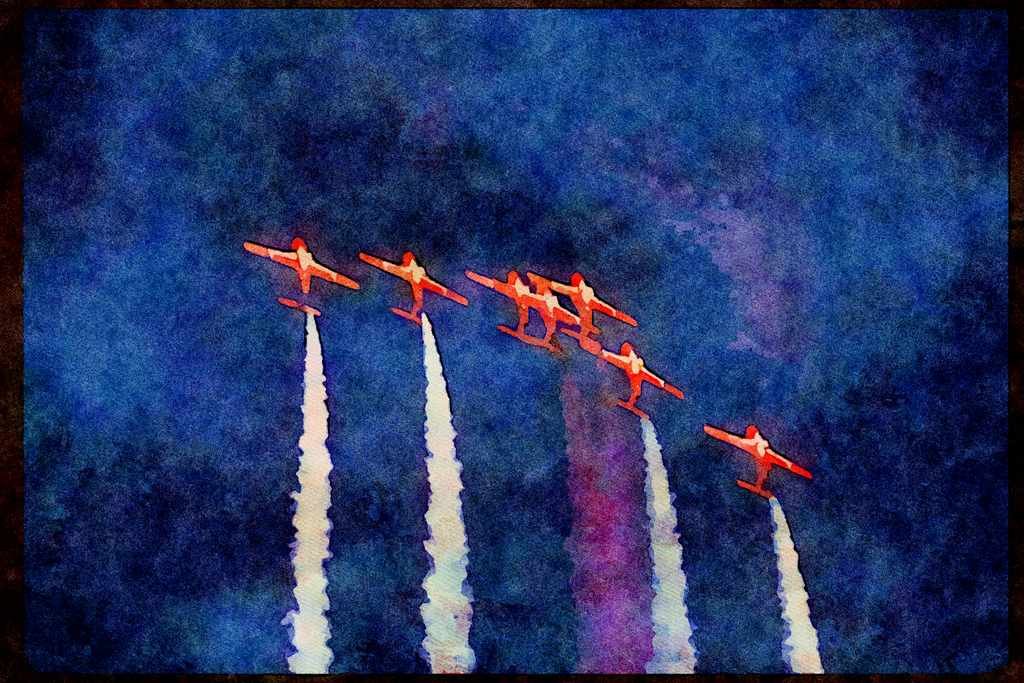 Airshow Aircraft Planes 010068 Seven Snowbirds Climbing A4 Limited Edition Watercolour Print