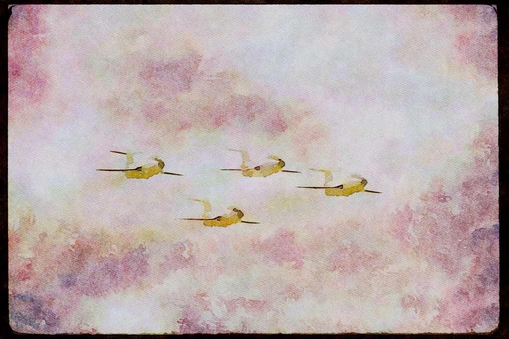Airshow Aircraft Planes 010084 Four CF 101s Flying In Formation A4 Limited Edition Watercolour Print