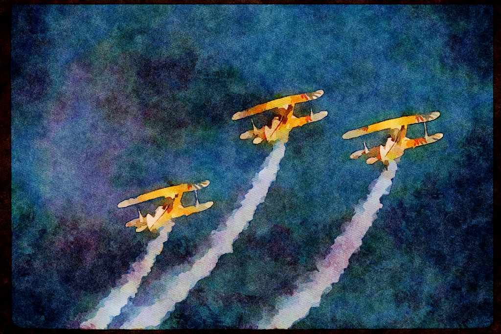 Airshow Aircraft Planes 010086 Three Christian Eagles, Climbing A4 Limited Edition Watercolour Print
