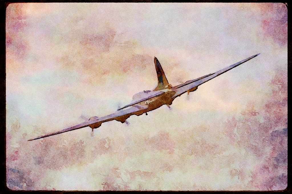 Airshow Aircraft Planes 010096 B 17 Flying, From Behind A4 Limited Edition Watercolour Print