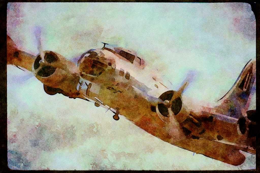 Airshow Aircraft Planes 010097 B 17 Flying, Frontal A4 Limited Edition Watercolour Print