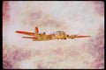 Airshow Aircraft Planes 010098 Red B 17 A4 Limited Edition Watercolour Print
