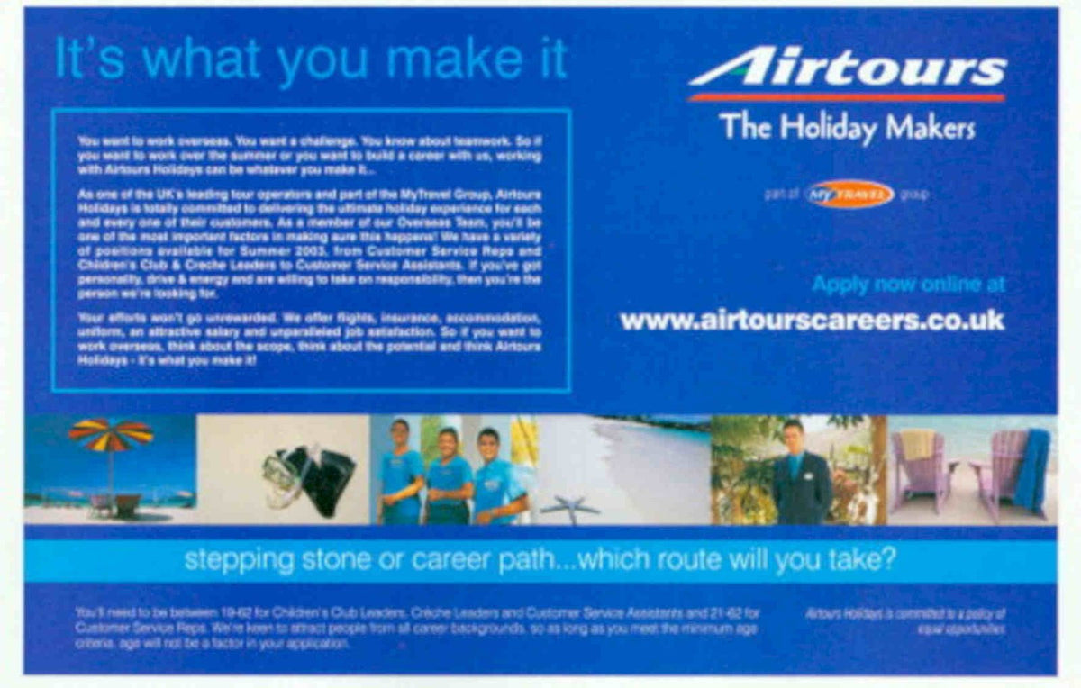 Airtours Beach Holiday Vintage Retro Advert Poster A4 Photo Print