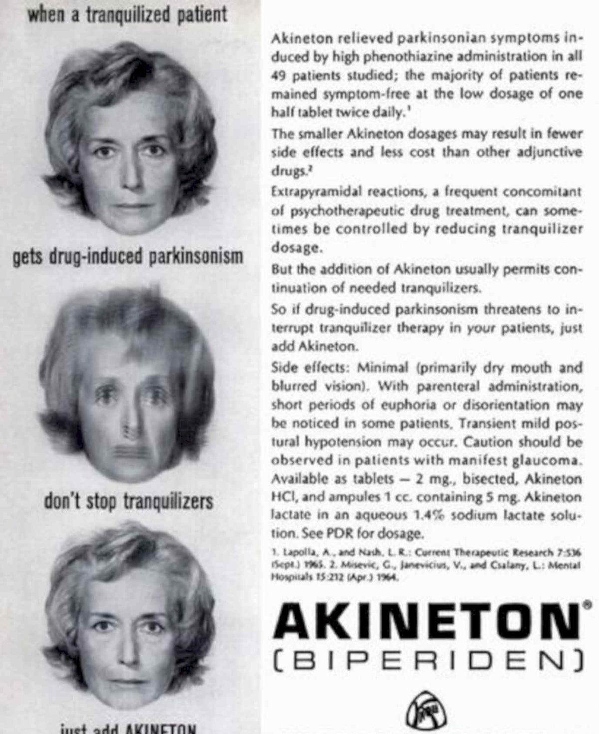 Akineton Bipiriden Women Vintage Retro Advert Poster A4 Photo Print
