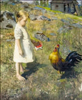 Akseli Gallen Kallela the girl and the rooster 1886 Art A4 Photo Print UK