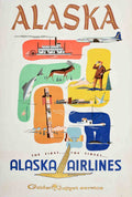 Alaska Plane Mountains Vintage Retro Advert Poster A4 Photo Print
