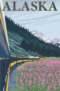 Alaska Train Flowers Vintage Retro Advert Ads A4 Photo Print
