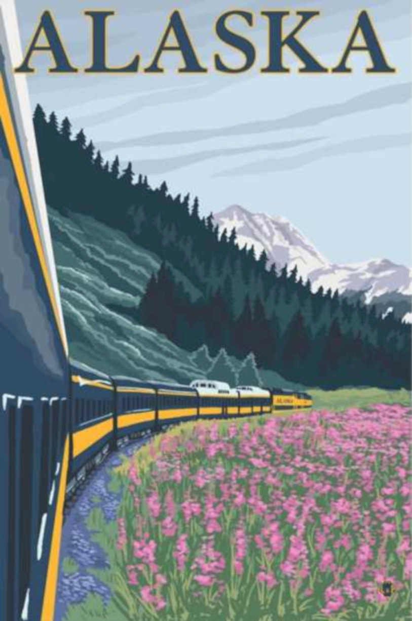 Alaska Train Flowers Vintage Retro Advert Ads A4 Photo Print
