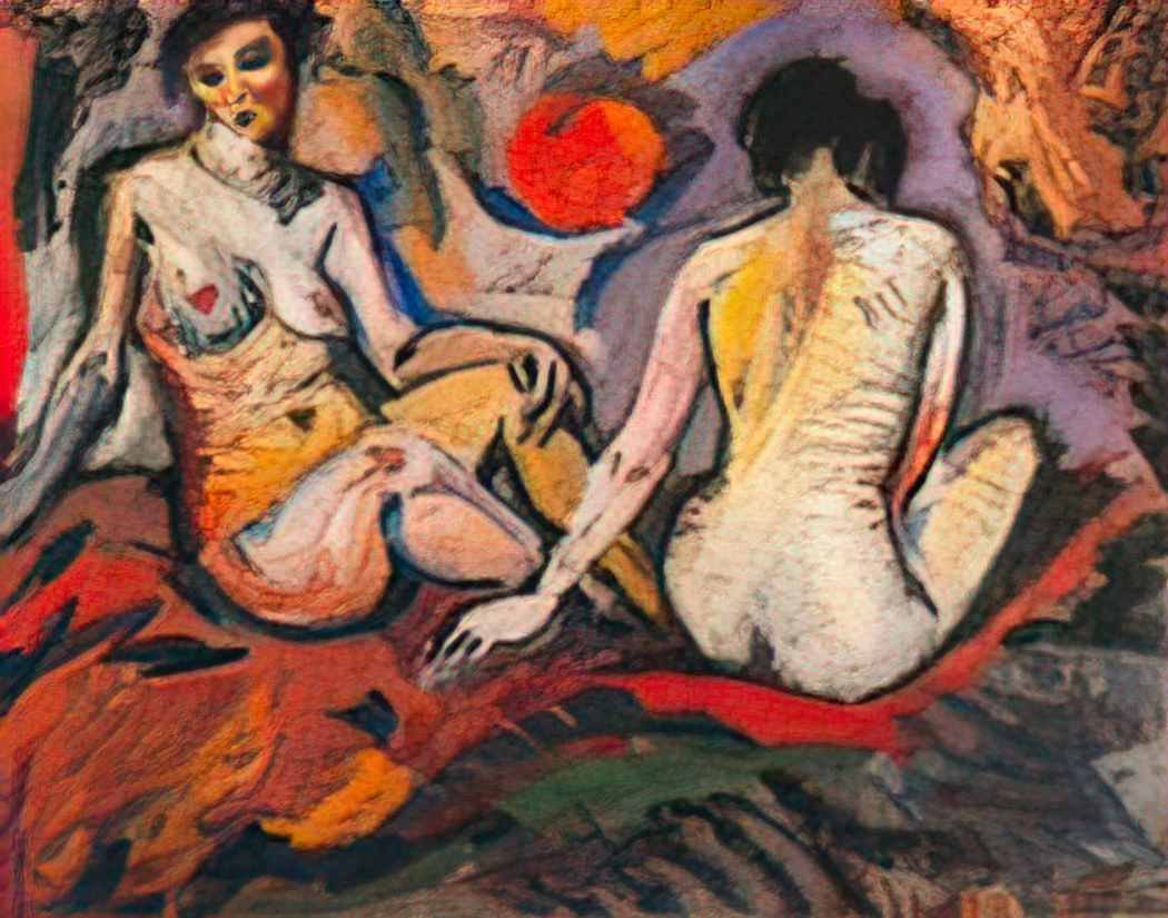 Albert Bloch two seated nudes Art A4 Photo Print