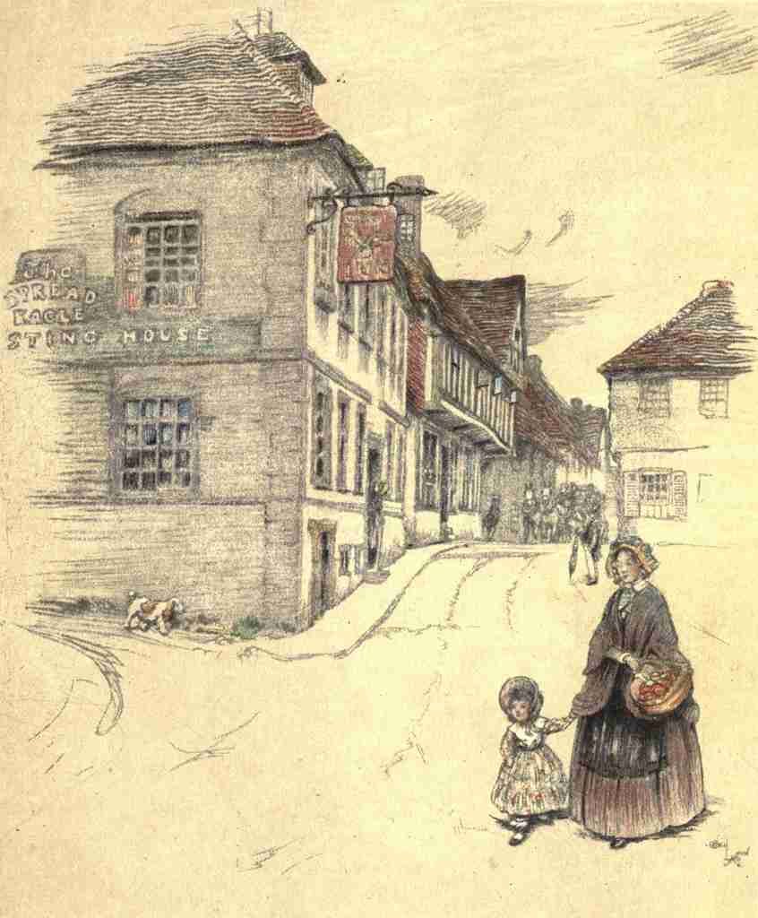 Aldin Cecil 1870 1935 Old Inns 1921 The Spread Eagle Midhurst Sussex Vintage A4 Photo Print