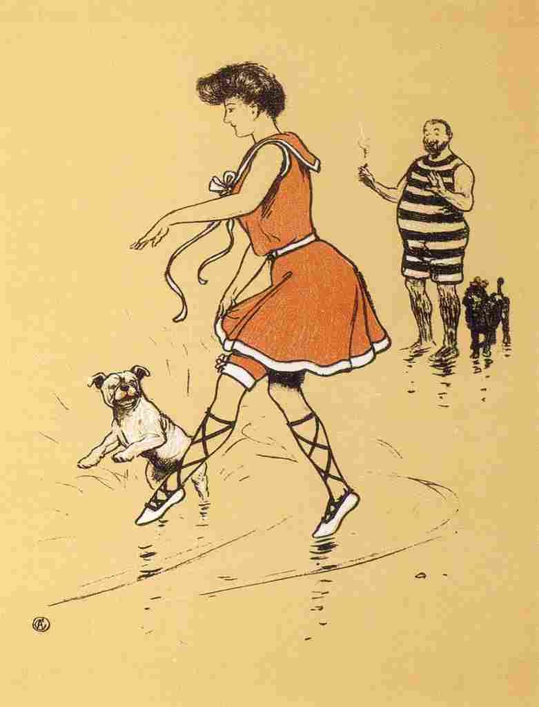 Aldin Cecil Gay Dog 1905 Paddling A4 Photo Print