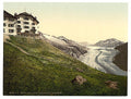 Aletsch glacier and Belalp Hotel Valais Alps of Vintage A4 Photo Print