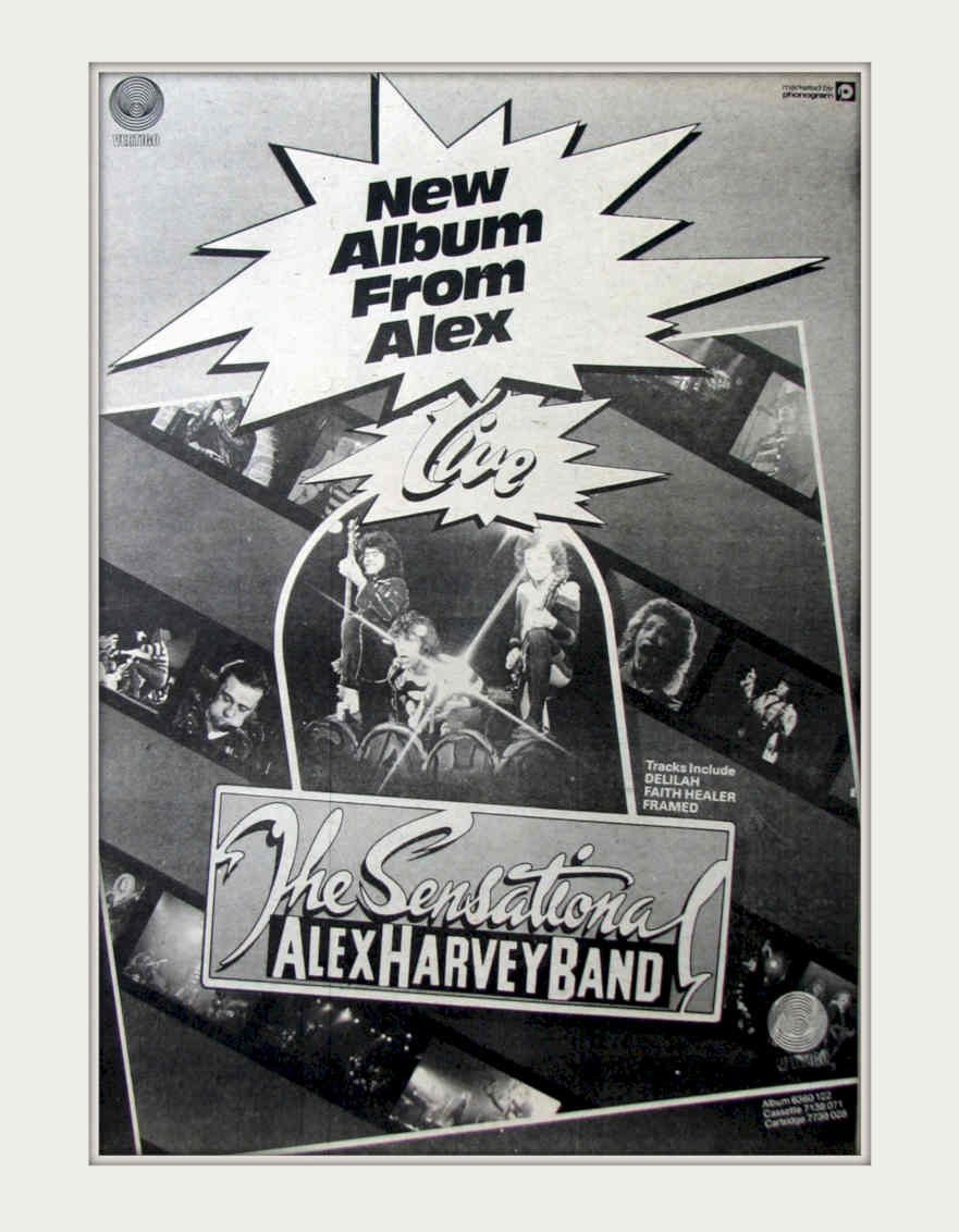 Alex Harvey Live Vintage Retro Advert Poster A4 Photo Print
