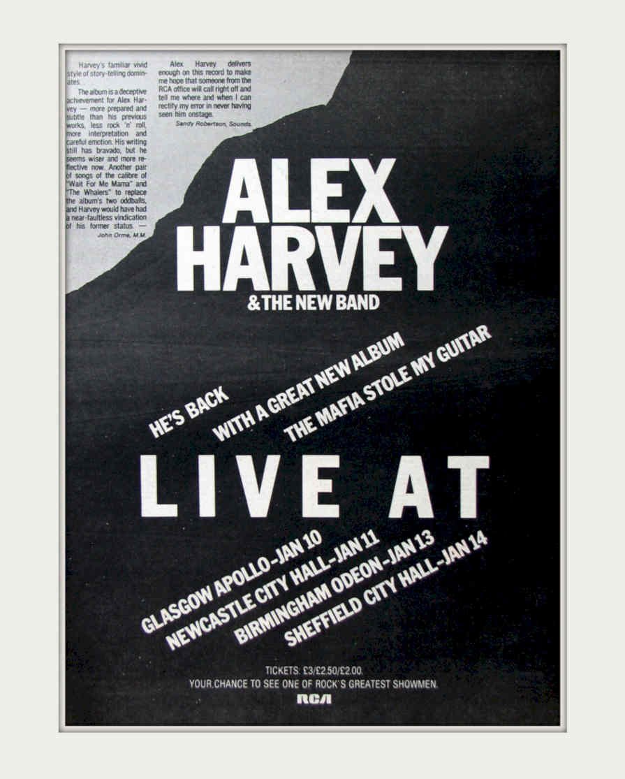 Alex Harvey New Vintage Retro Advert Poster A4 Photo Print