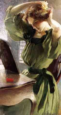 Alexander John White Young Woman Arranging Her Hair A4 Photo Print
