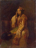 Alexandre Gabriel Decamps Woman In Oriental Dress A4 Photo Print