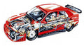 Alfa Romeo 155 racing cutaway A4 Photo Print