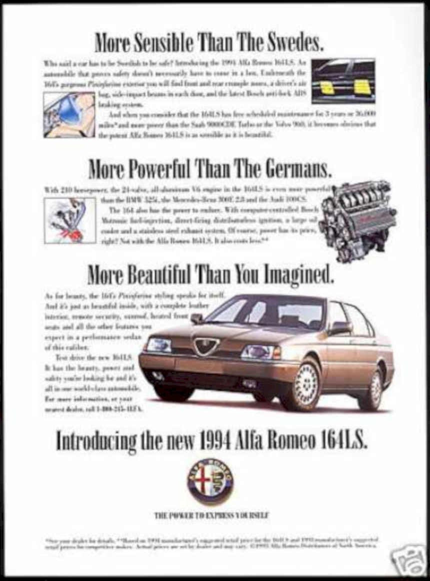 Alfa Romeo 164ls Vintage Retro Advert Ads A4 Photo Print