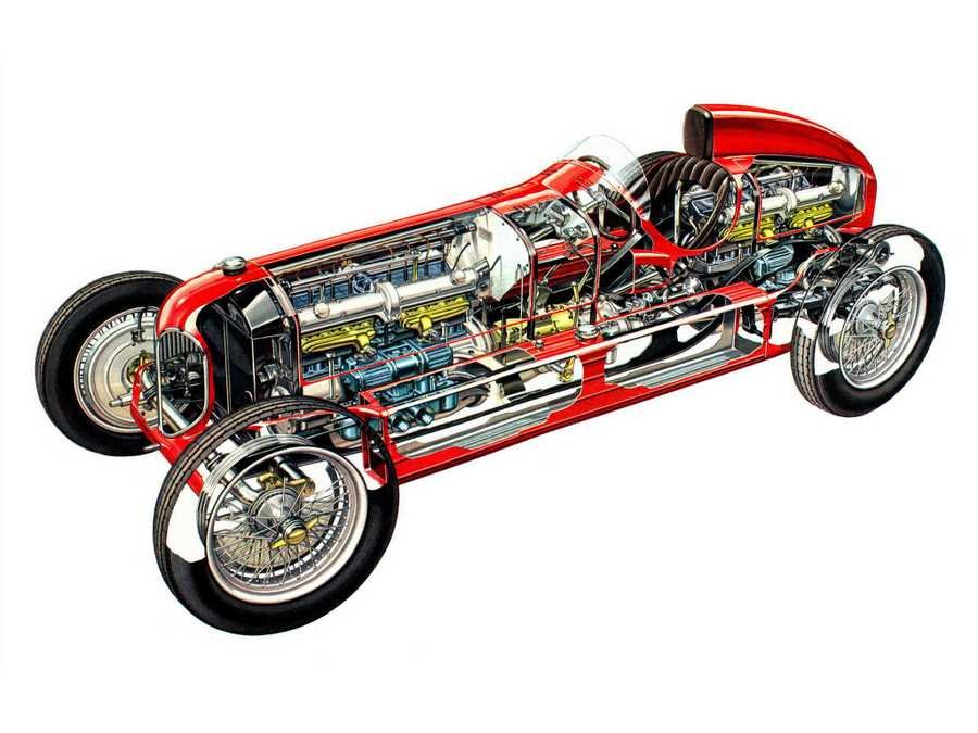 Alfa Romeo 16C Bimotore cutaway A4 Photo Print