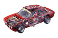 Alfa Romeo 1750 GTAm 1970 cutaway A4 Photo Print