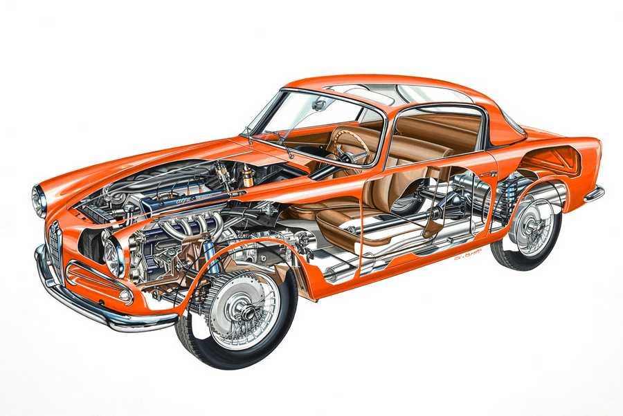 Alfa Romeo 1900 Super Sprint 1956 cutaway A4 Photo Print