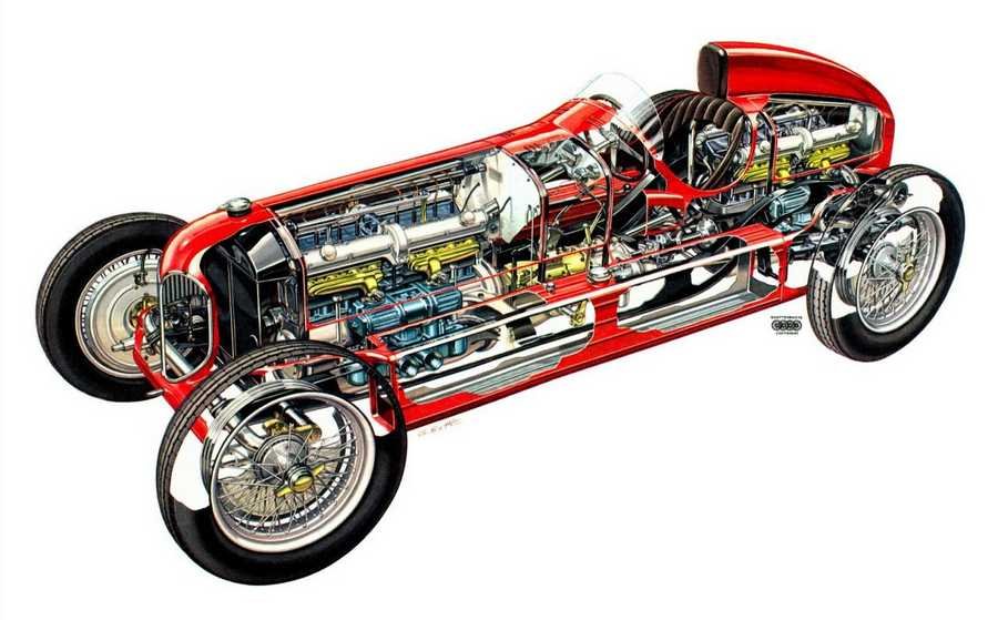 Alfa Romeo Bimotore 1 cutaway A4 Photo Print