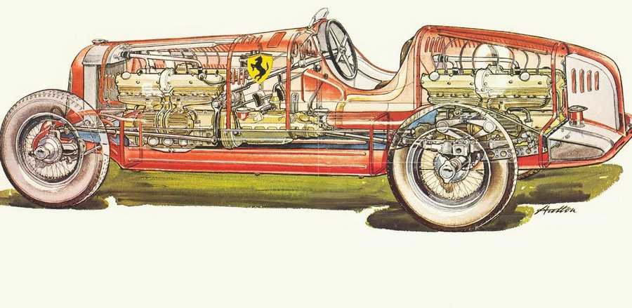 Alfa Romeo Bimotore cutaway A4 Photo Print