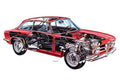 Alfa Romeo Giulia GT 1300 Junior 1966 cutaway A4 Photo Print