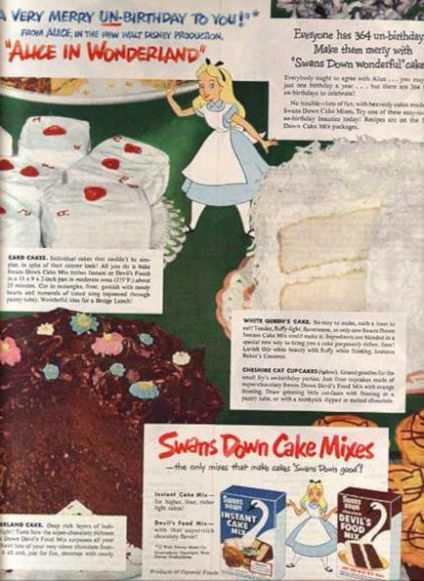 Alice Wonderland Cakes Vintage Retro Advert Ads A4 Photo Print