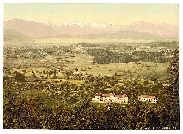 Alisbrunn with chapel and Lake Zug Lake Lucerne Vintage A4 Photo Print