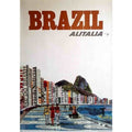 Alitalia Flights To Brazil Vintage Retro Advert Poster A4 Photo Print
