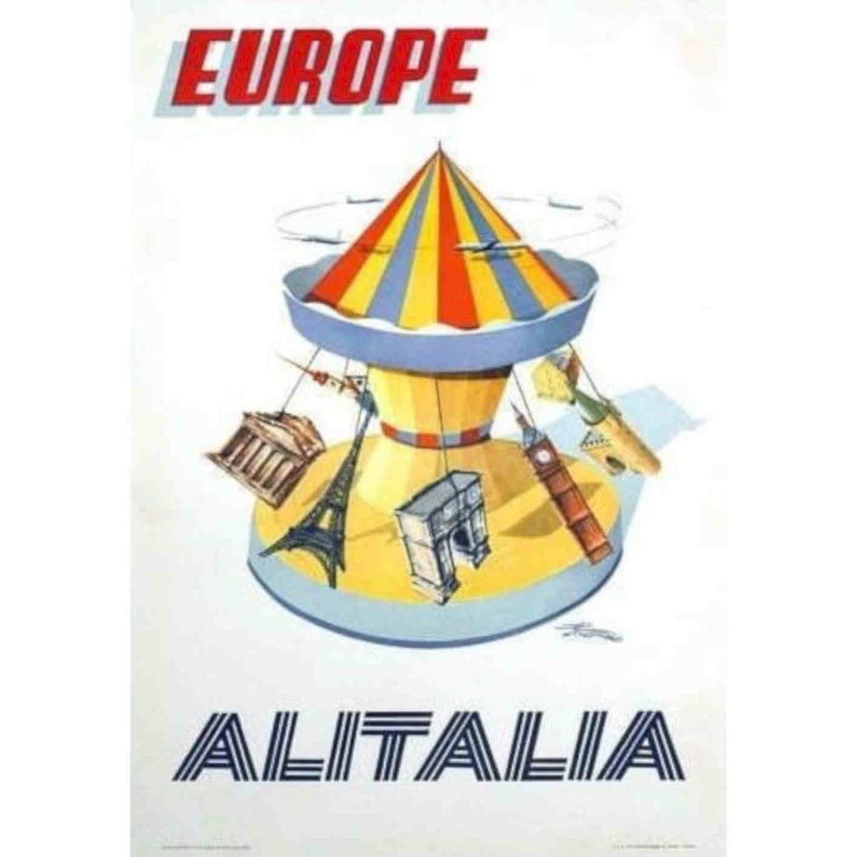 Alitalia Flights To Europe Airline Vi Vintage Retro Advert Poster A4 Photo Prin