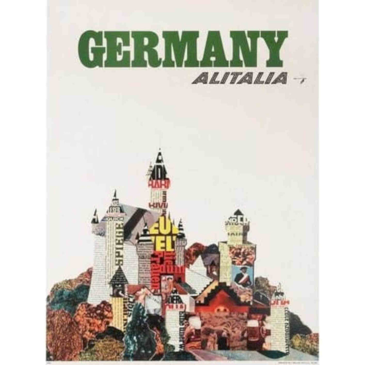 Alitalia Flights To Germany Artw Vintage Retro Advert Poster A4 Photo Print