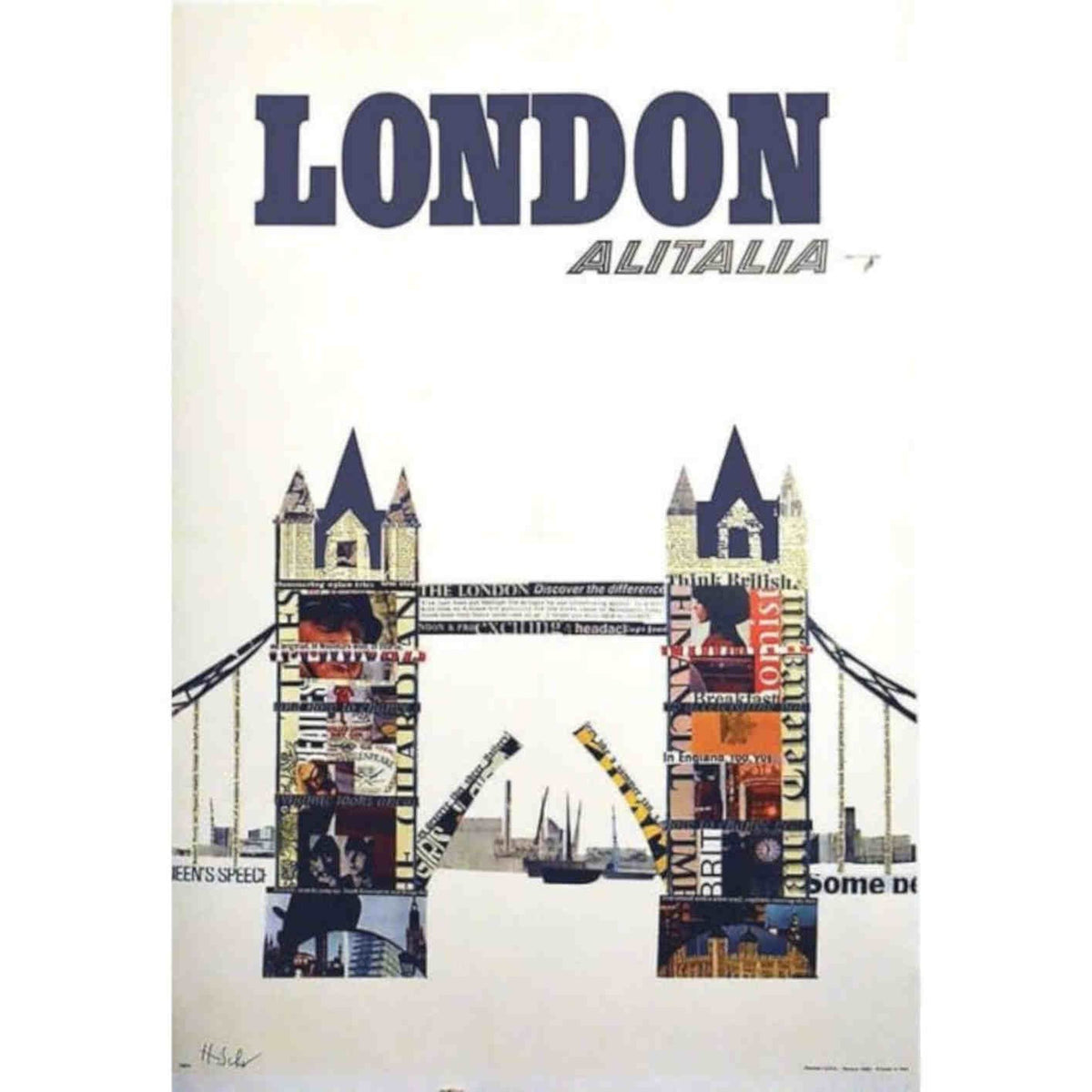 Alitalia Flights To London Airline Vi Vintage Retro Advert Poster A4 Photo Prin
