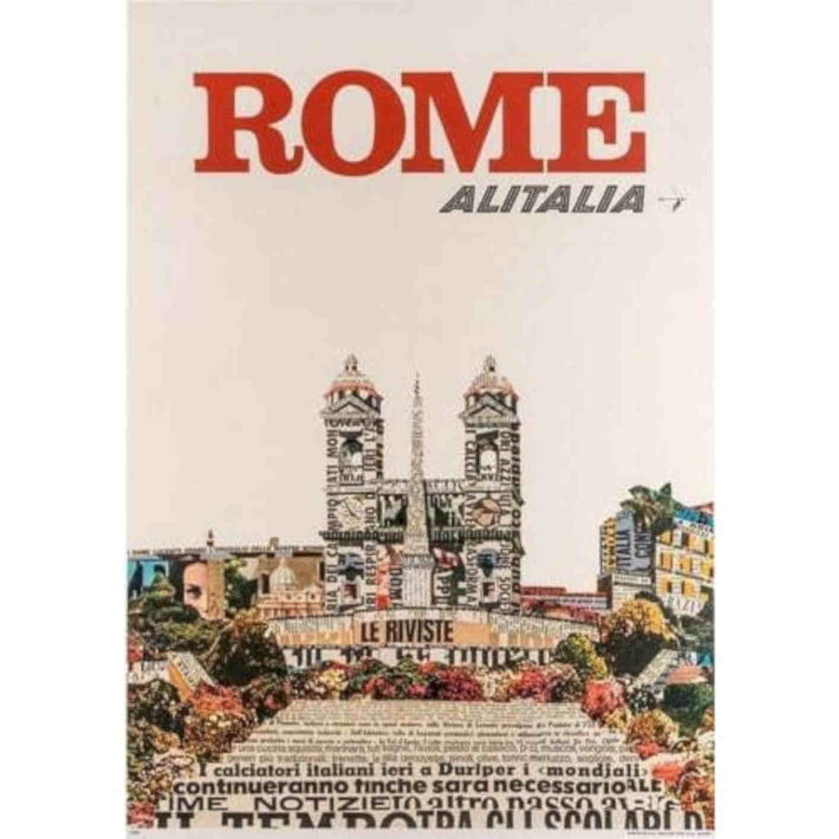 Alitalia Flights To Rome Rk Vintage Retro Advert Poster A4 Photo Print