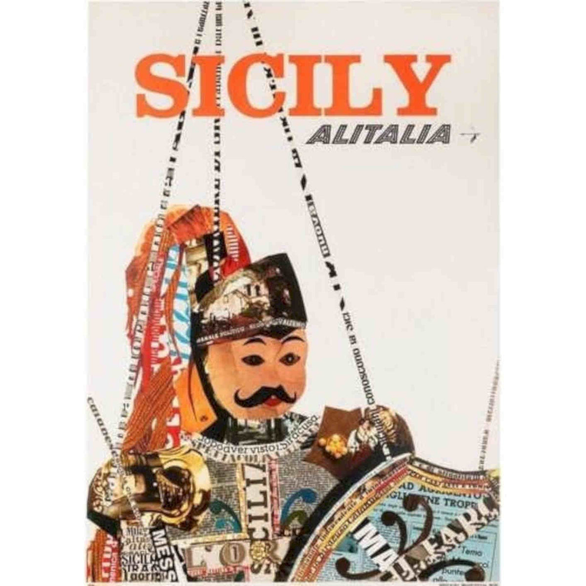 Alitalia Flights To Sicily Vintage Retro Advert Poster A4 Photo Print
