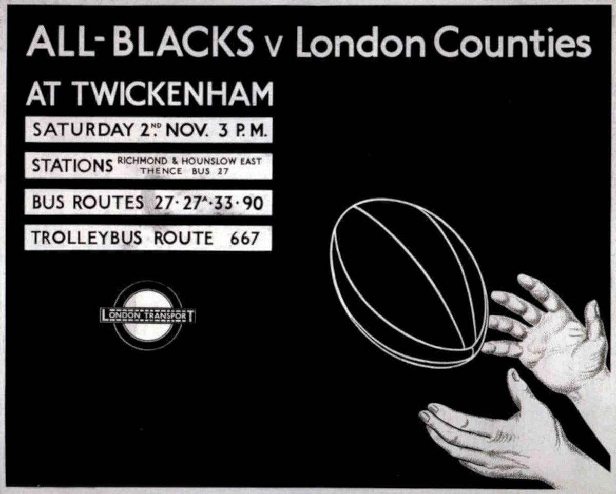 All Blacks Twickenham Vintage Retro Advert Poster A4 Photo Print