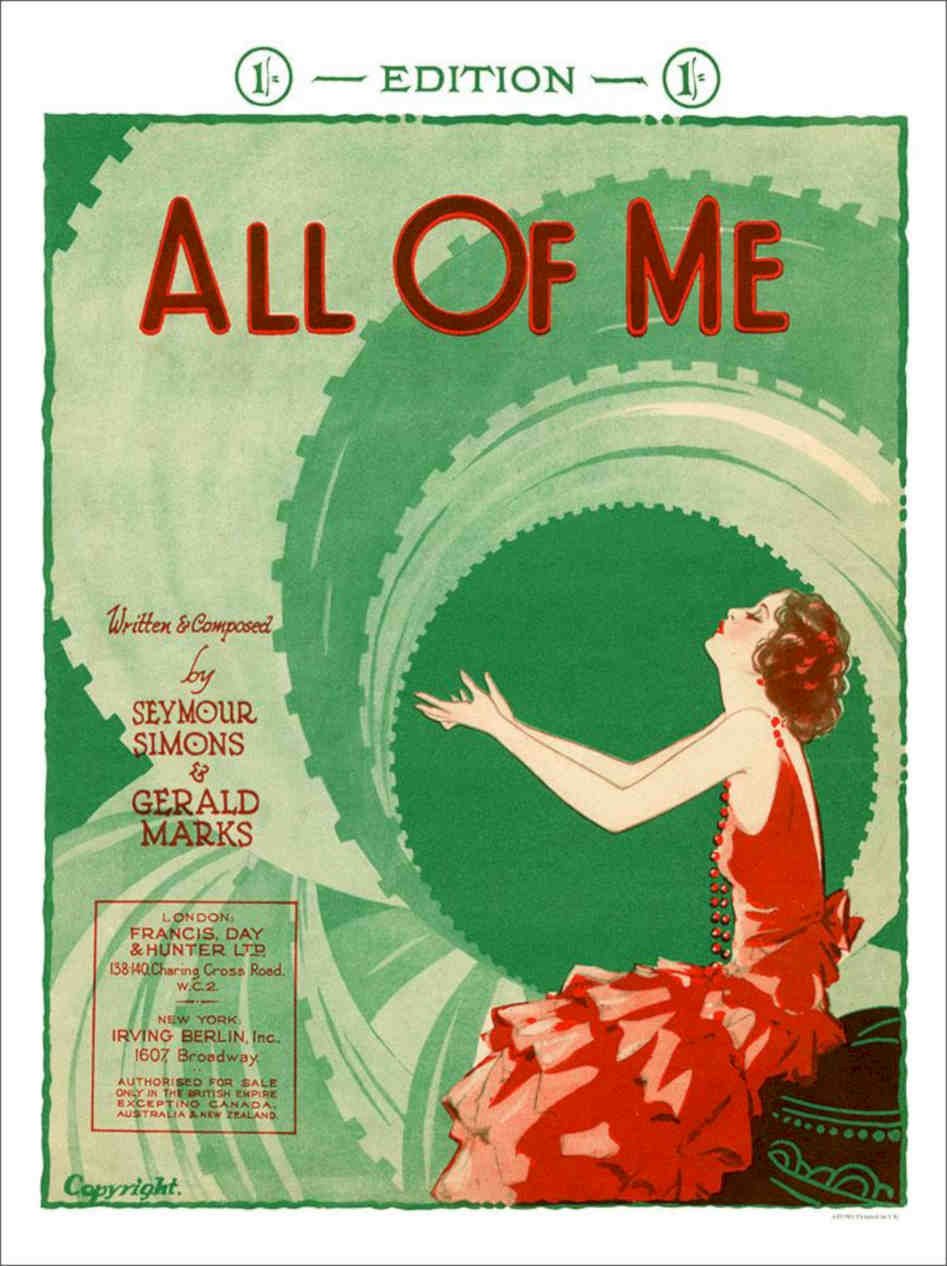 All Of Me Sheet Music Vintage Retro Advert Poster A4 Photo Print