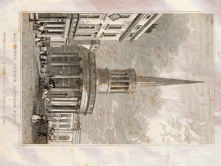 All Souls London England Shepherd 1827 Vintage A4 Photo Print