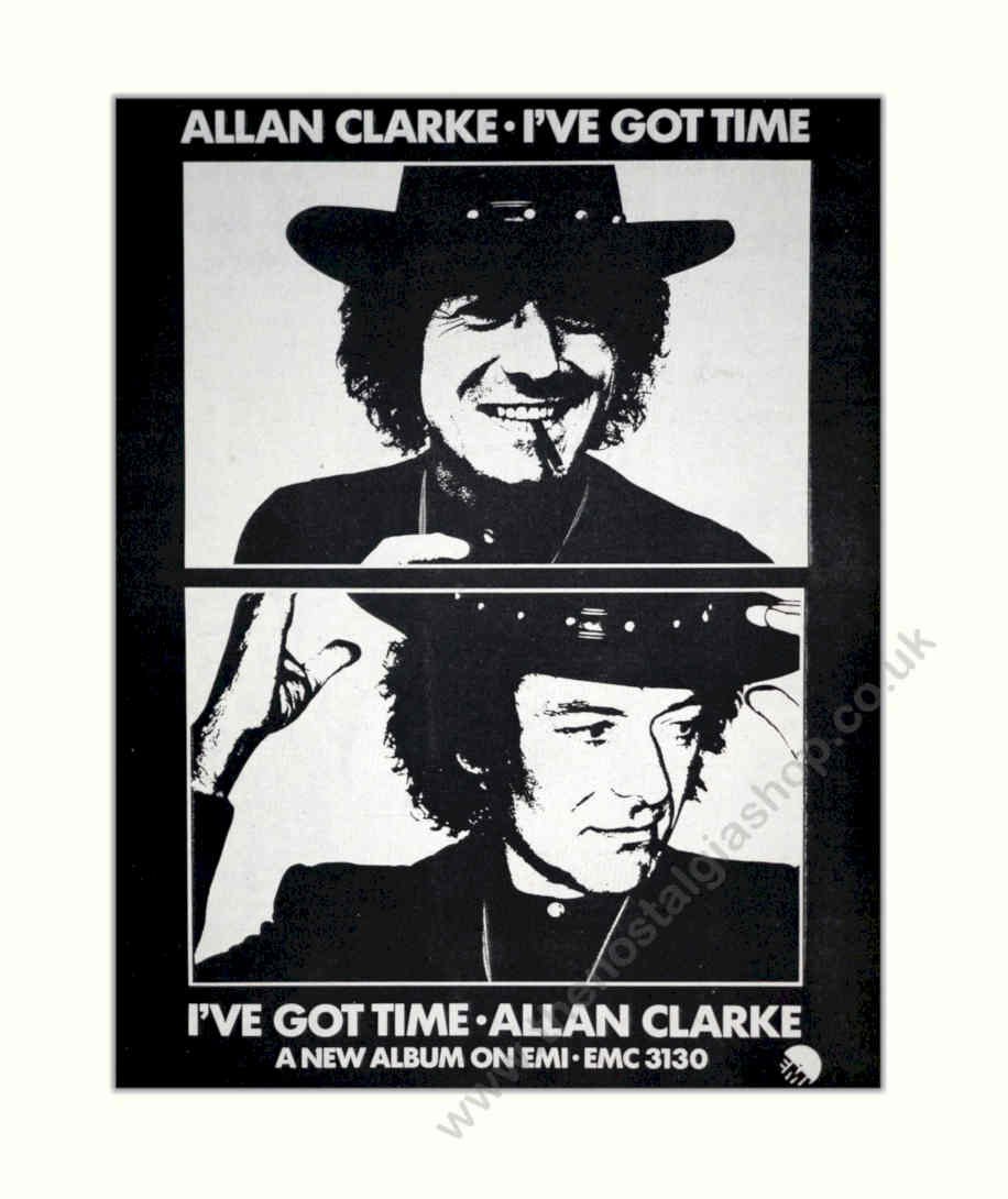 Allan Clarke Time Vintage Retro Advert Poster A4 Photo Print