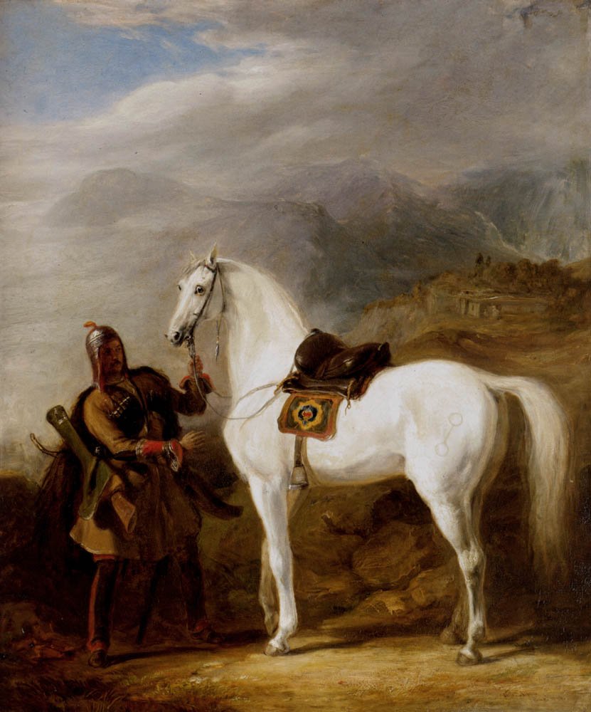 Allan Sir William A Circassian Chief Preparing His Stallion Art A4 Photo Print