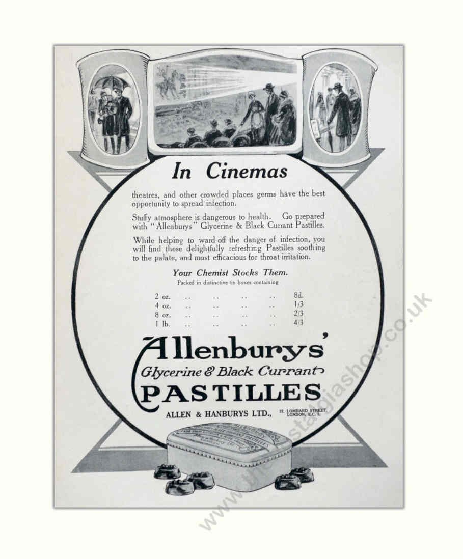 Allenburys Pastilles Cinema Vintage Retro Advert Poster A4 Photo Print