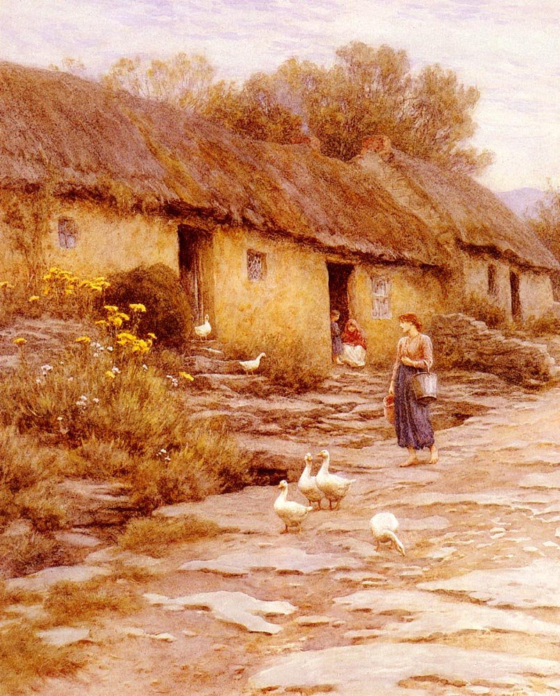 Allingham Helen Irish Cottage Art A4 Photo Print