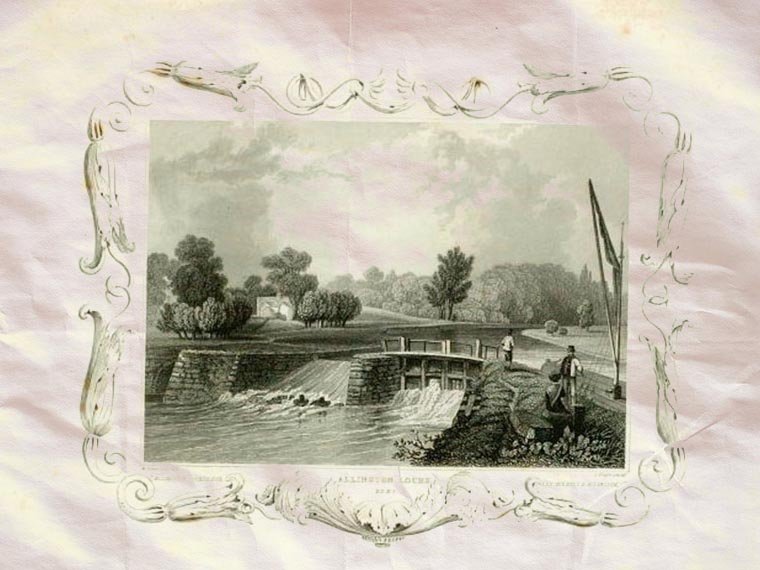 Allington Locks Kent Situated Near The Medway Great Britain 1836 Vintage A4 Photo Print