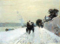 Along the Seine, Winter by Hassam Impressionism American A4 Photo Print